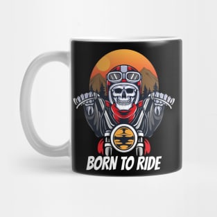 skull biker riding motorcycle illustration Mug